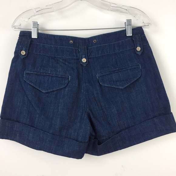 French Connection High Waisted Pleated Cuff Mom  Denim Shorts - Picture 4 of 7